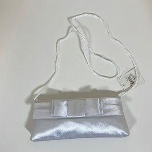 NWT Jessica McClintock White Satin Bow Handbag
